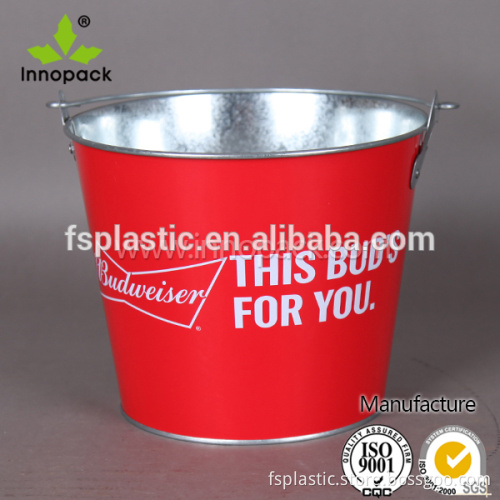 5L logo printed galvanized metal beer bucket 5 QT ice bucket